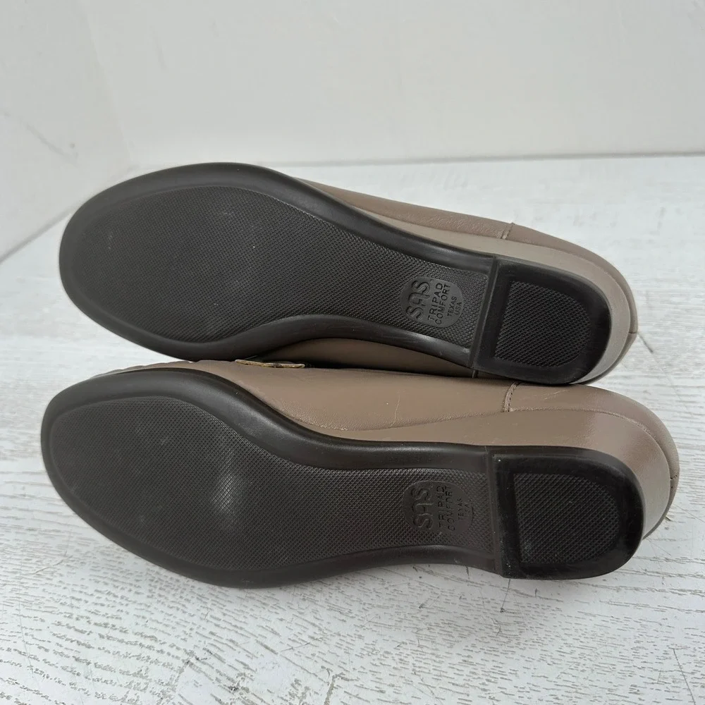 SAS Tripad Comfort Easier Womens 9 N Taupe Leather Wedge‎ Loafers Slip On Shoes